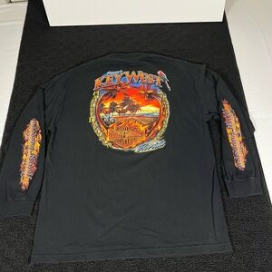 Harley-Davidson Mens Flames Key West Biker T Shirt XL Long Sleeve Vintage